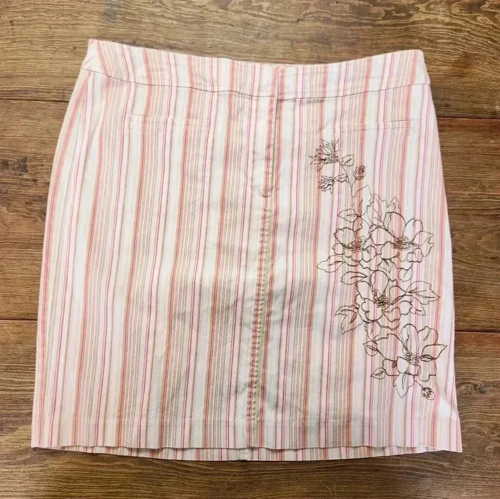 Lane Bryant Women's Striped Size 16 Mini Floral Skirt flower embroidery y2k